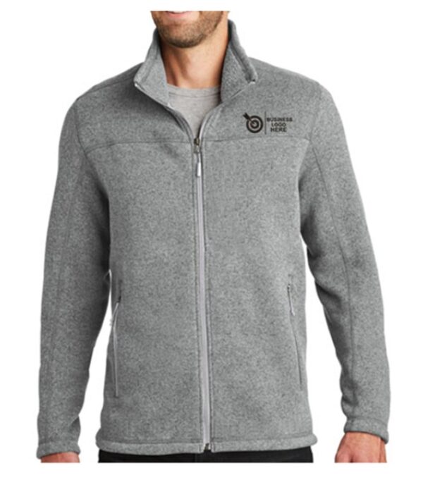 MELANGE GREY FULL SLEEVE FLEECE JACKET