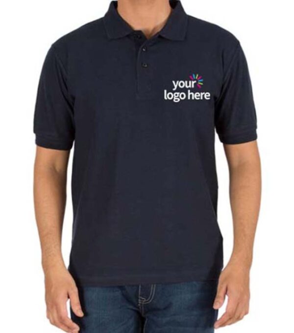 PERSONALIZED POLO COTTON T-SHIRT NAVY BLUE