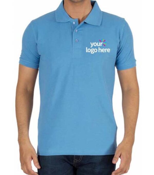 PERSONALIZED POLO COTTON T-SHIRT SKY BLUE